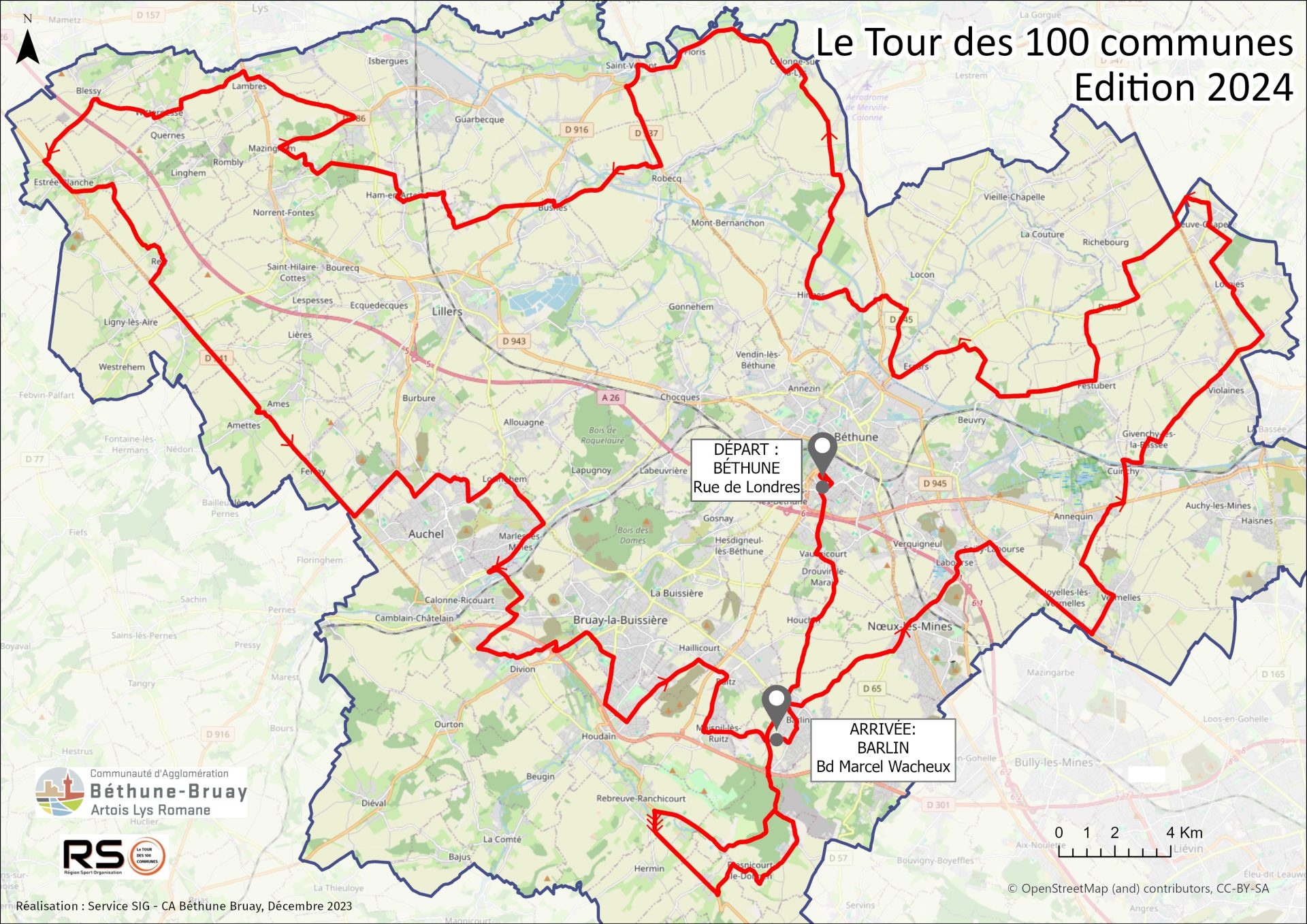 tour des 100 communes horaires